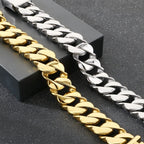 Massive Men's Stainless Steel Cuban Chain Bracelet for Man Classic 21MM Width Vacuum Plated Chunky Link Bracelets Never