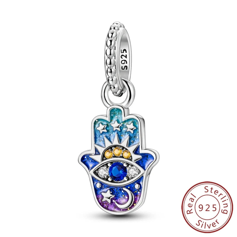 Devil's Eye Cross Charm Pendant — Silver
