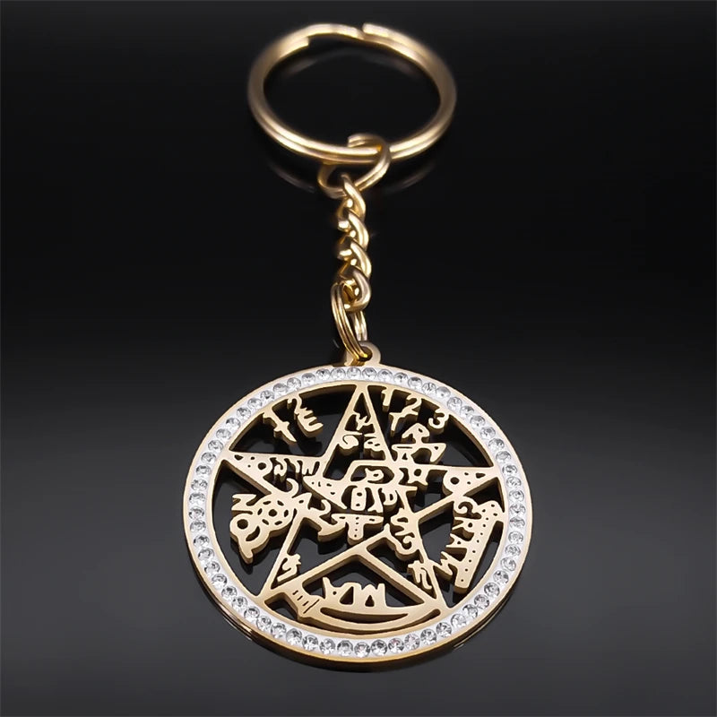 Star Key Gold Ring Witchcraft Jewish Tetragrammaton