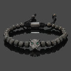 Luxury Royal Black Leopard Head Man Bracelet Stainless Steel Beads Hand Jewelry Big Boy Gift