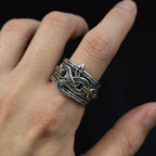 Retro Chained Snake Adjustable Open Ring For Men Silver-plated Copper Gothic Punk Edgy Indie Jewelry Niche Accessories