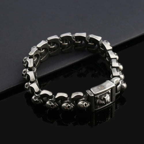 316L Stainless Steel Skull Bangle Bracelet — Punk