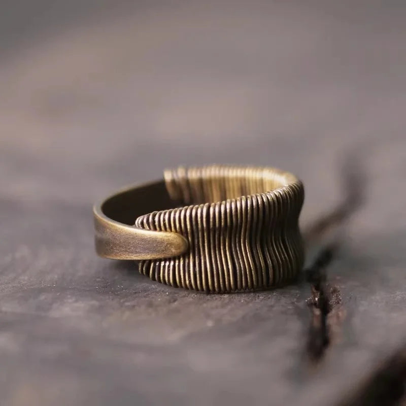 Brass Copper Wire Winding Process Retro Vintage Ring for Men's&Women's Punk Trend fashion Exquisite Non Fading