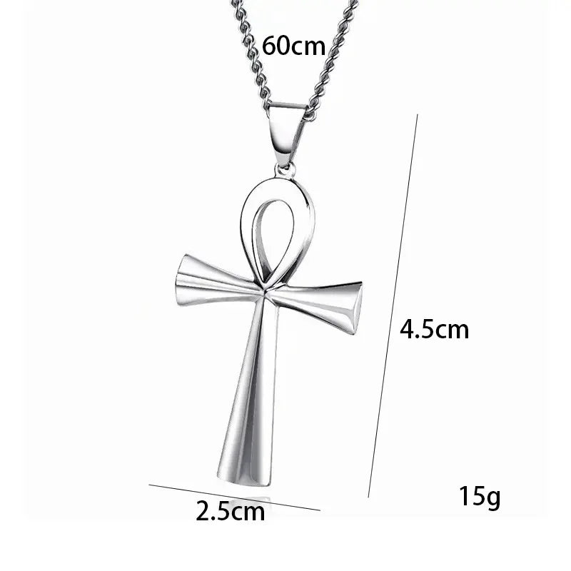 Gold Cross Ankh Pendant Necklace Stainless Steel