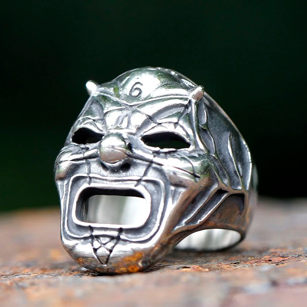 Flowers Skull Mask Ring — Stainless Steel