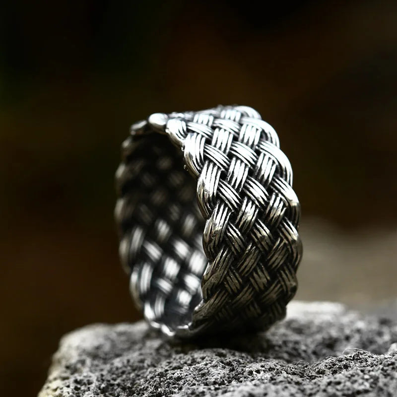 Wide Twist Knitting Ring — Stainless Steel