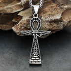 New Fashion Ancient Egyptian Ankh Cross Pendant With Eye of Horus Necklaces For Men Women Stainless Steel Amulet