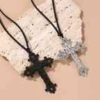 Jesus Cross Black Pendant Necklace