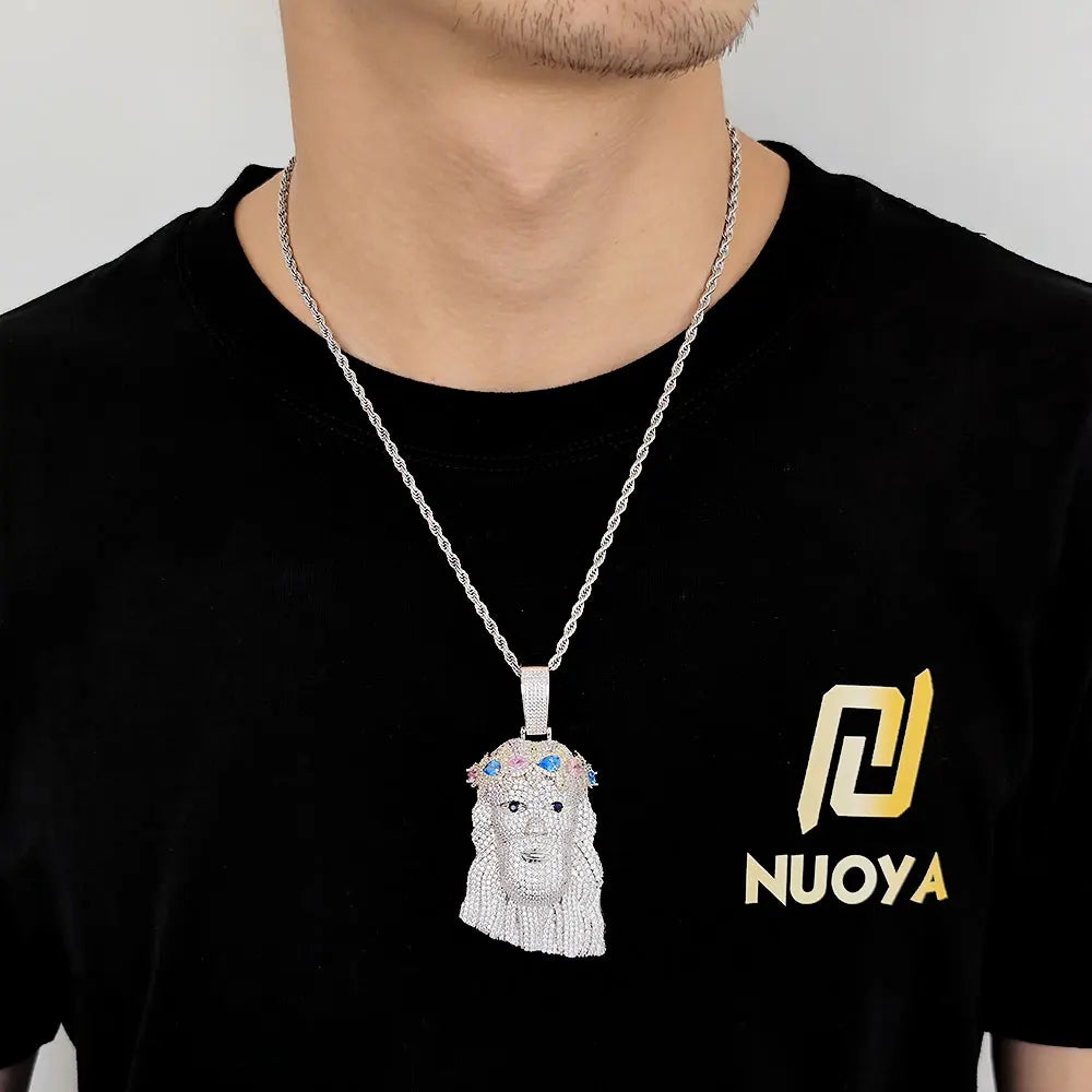 Rose Gold Jesus Head Pendant Iced Out