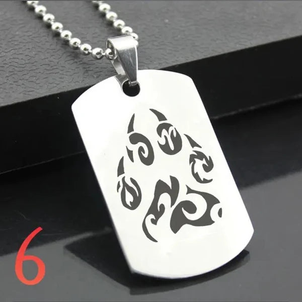 Wolf Dog Tag Pendant Necklace — Stainless Steel