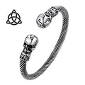 U7 Stainless Steel 6mm Wide Twristed Cable Open Bangle Cuff for Man Skull Dragon Long Charm End Rock Gothic Punk Jewelry Gift
