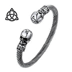 U7 Stainless Steel 6mm Wide Twristed Cable Open Bangle Cuff for Man Skull Dragon Long Charm End Rock Gothic Punk Jewelry Gift