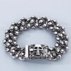 Punk Skull Charm Bracelets For Men Stainless Steel Cuban Chain Men Bangle Bracelet Silver Black Color Skeleton Jewelry