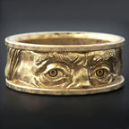 Creative Hot Selling Dual Eye Gaze Ring European And American 925 Silver Plated 18k Gold Relief Carved Eye Men's Ring