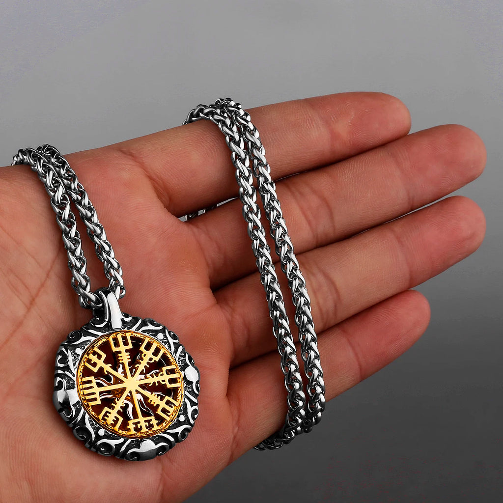 Viking Rune Hollow Amulet Pendant — Stainless Steel