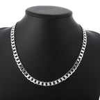 ALITREE Fine Classic 8MM sideways 18K gold Necklace charms 925 Sterling silver for men woman Jewelry wedding party