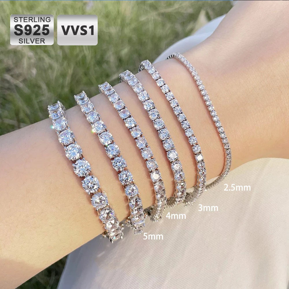 Silver 925 VVS Moissanite Tennis Bracelet 2/3/4/5MM