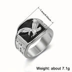 Soaring Eagle Enamel Ring — Wide Band, Gold & Silver Color