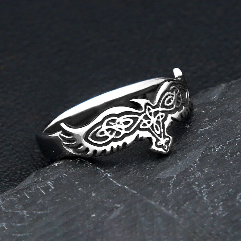 Vintage Simple Stainless Steel Vikings Raven Ring Fashion Nordic Celtic Knot Rings For Men Women Amulet Jewelry Dropshipping
