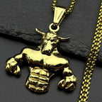 Bull Head Gold Pendant Muscle Fitness Power Punk