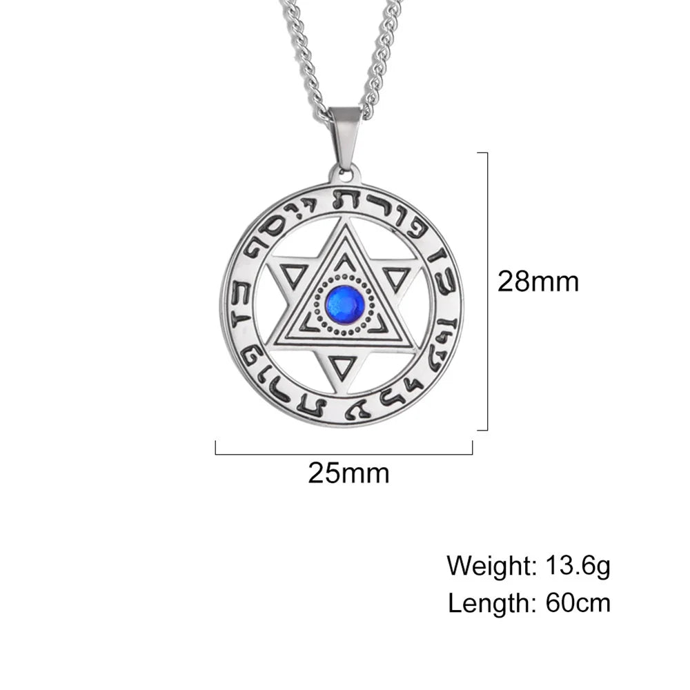 Jeshayuan Star Of David Pendant Necklace With Rhinestone Stainless Steel Hebrew Letter Jewish Talisman Jewelry Necklace