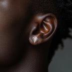 Iced Out Rhombus Stud Earrings — 925 Silver