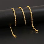 3mm Classic Stainless Steel Twist Long Chain Pendant Necklace for Men Women Punk Style Hip Hop Rock Personality Chokers Jewelry