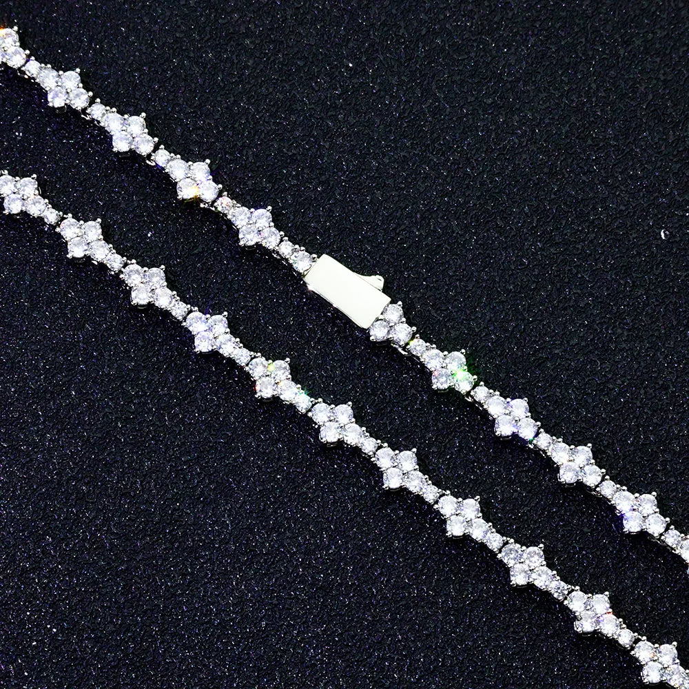 NUOYA Hip Hop Tennis Bracelet Iced Out AAAAA CZ Diamond Star Chain Bling White Gold Plated Jewelry luxury Gift Women Men