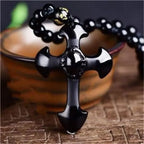 Prayer Hand Cross Black Pendant Necklace