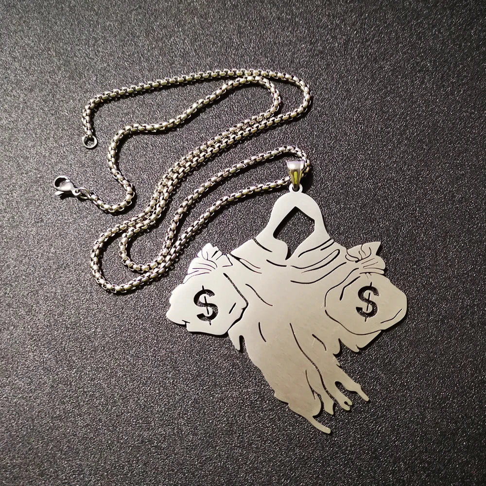 Large 3inch Tall MOUND RICH Haunted Charm Stainless Steel ICP Pendant Necklace 30inch For Mens Gifts