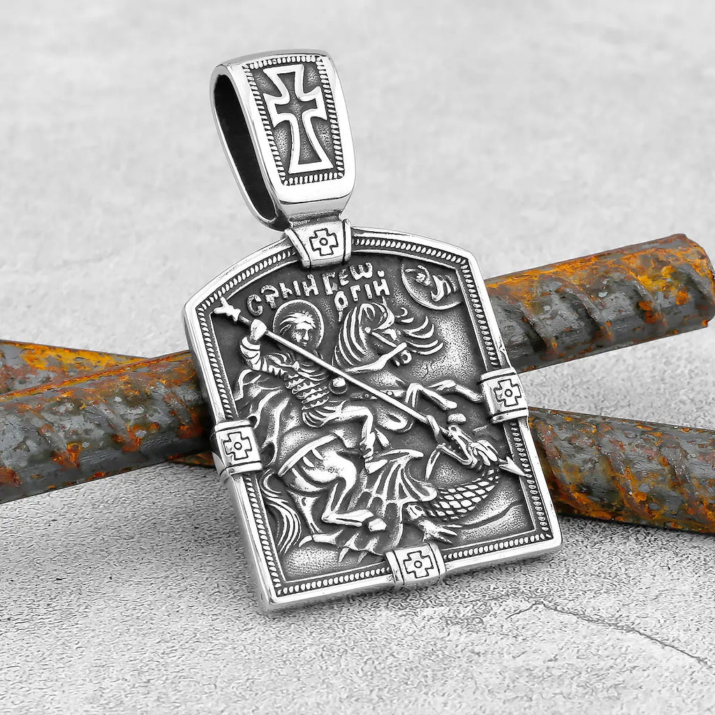 Men's Stainless Steel Vintage Viking Necklace Religious Belief Jesus Odin Valknut Fashion Pendant Warrior Shield Amulet Jewelry