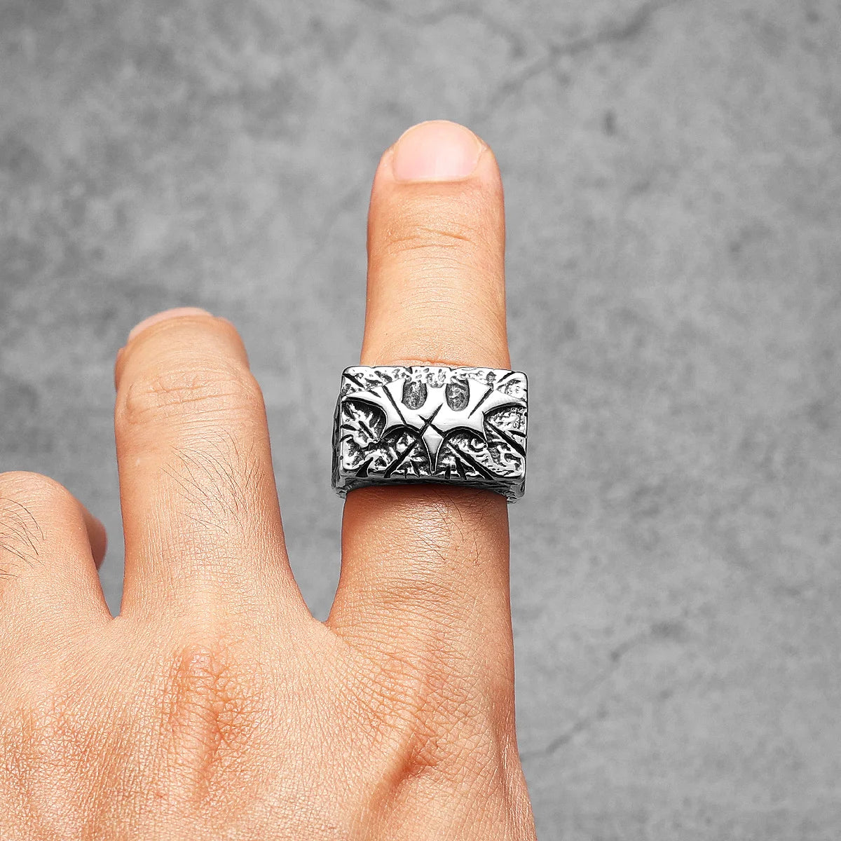 Bat Texture Ring — Stainless Steel