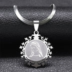Virgin Mary Prayer Medal Necklace — Stainless Steel