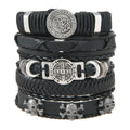 Fashion Vintage Multi Layer Men’s Bracelets Cross Bone Skull Head Retro Scripture Wolf Head Punk Style Leather Bracelets Gifts