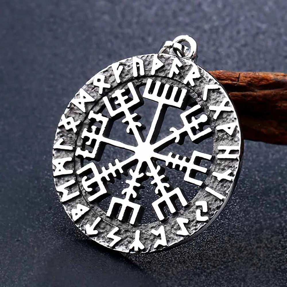 Vintage Stainless Steel Nordic Vikings Pendant For Men Slavic Amulet Pagan Solar Symbol Slavic Wheel Necklaces Fashion