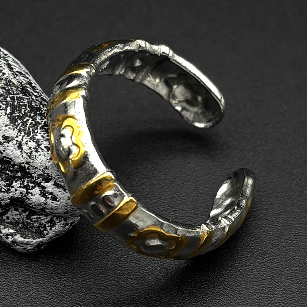 Two-Tone Ring Punk Contrast Rivet Vintage Finger