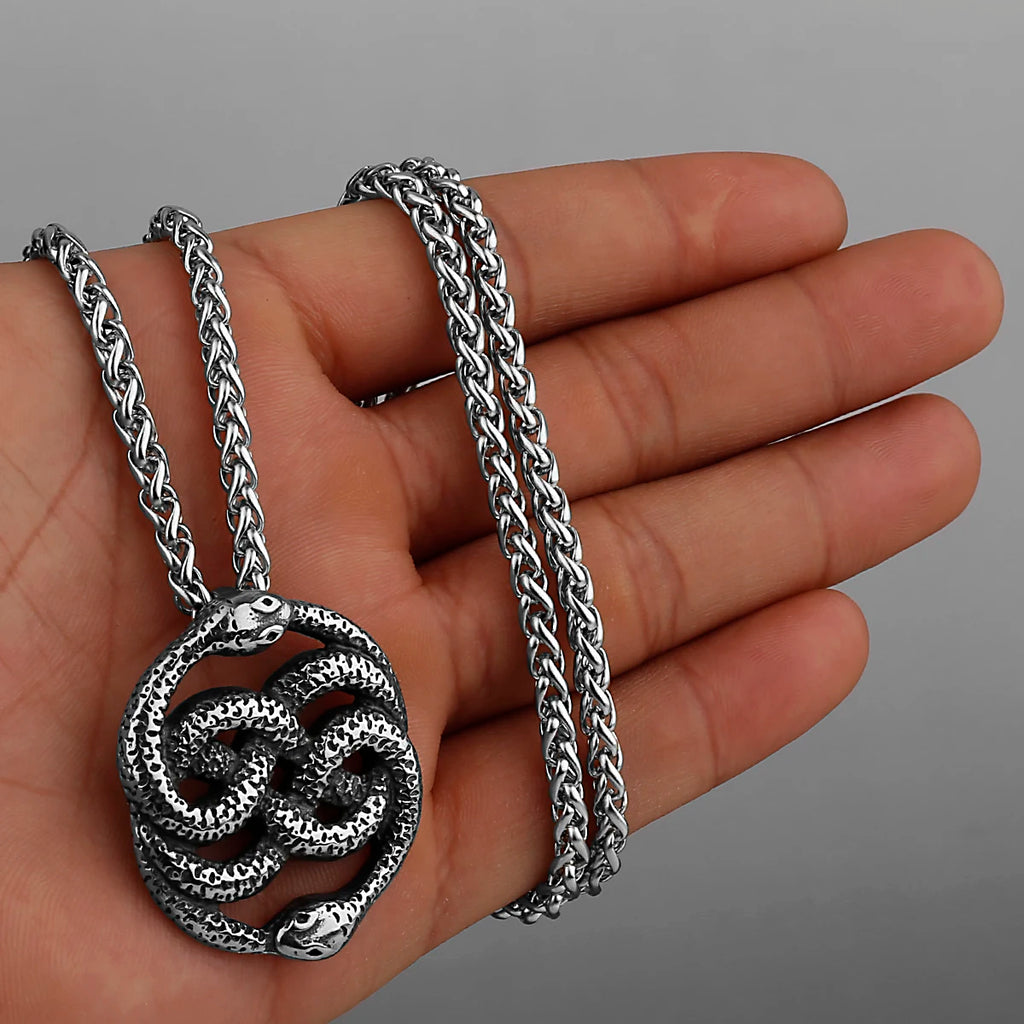 Never Ending Story Double Snake Necklace — Stainless Steel