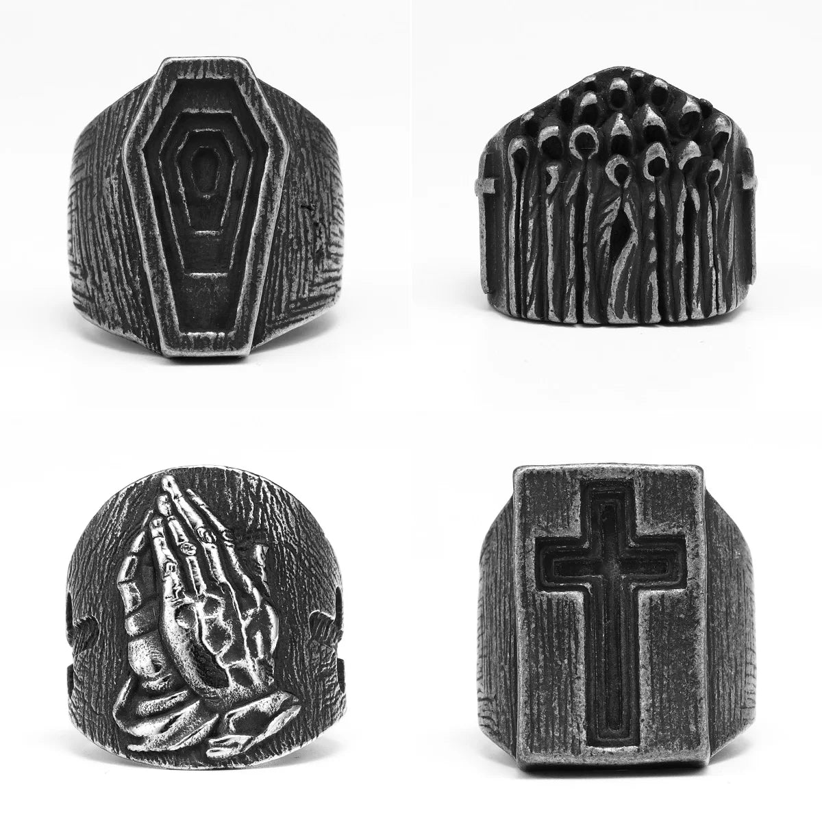 Black Cross Bible Ring — Stainless Steel
