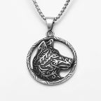 Wolf Head Carving Pendant Necklace Stainless Steel