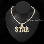 Iced Out Star Pendant Necklace with Cuban Chain