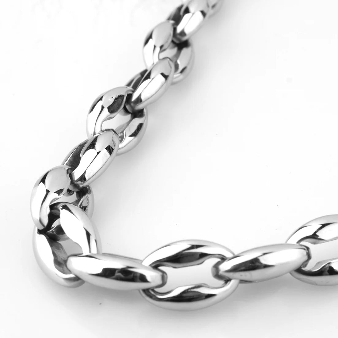 Silver Coffee Bean Link Chain — Stainless