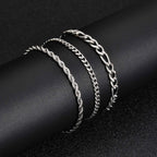 2/3pcs Stainless Steel Cross Cuban Bracelets for Men Waterproof Non Fading Twist Chain Bracelet Simple Fashion Jewelry