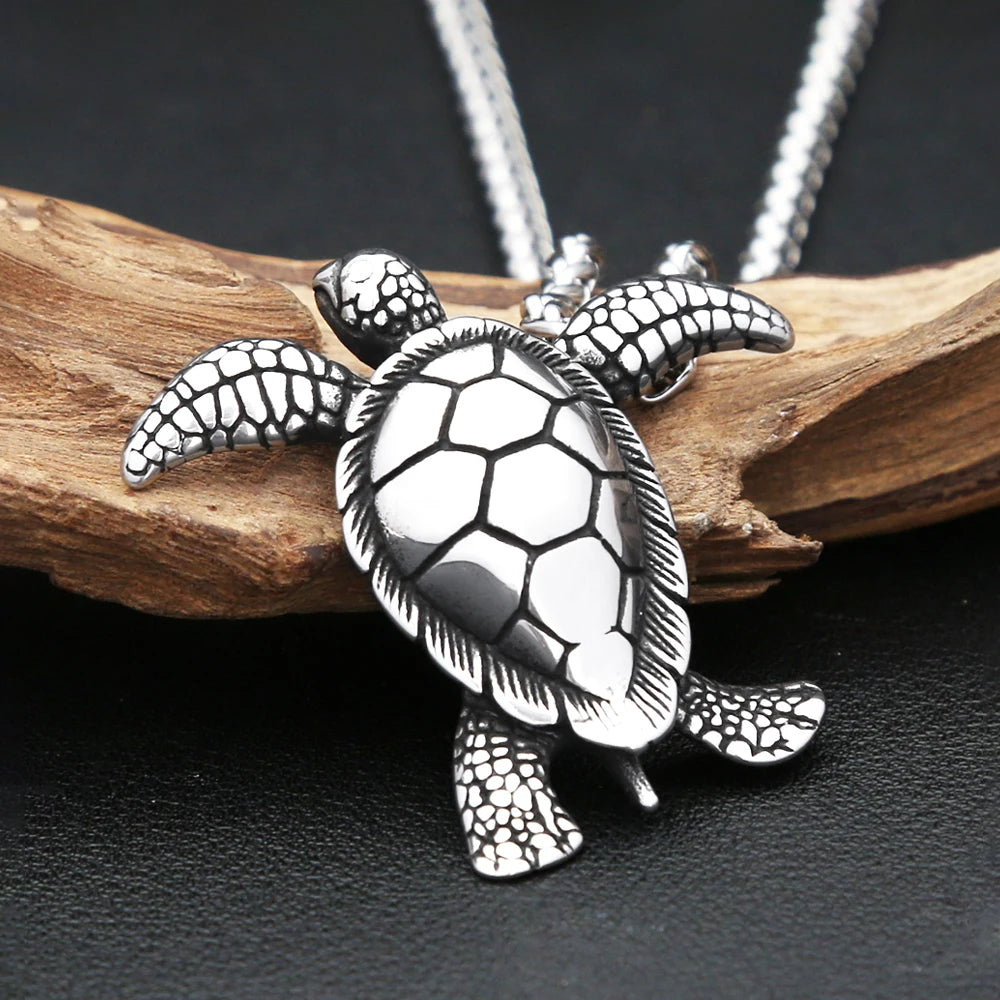 Vintage 316L Stainless Steel Turtle Pendant Necklaces For Men Women Fashion Cute Animal Necklace Punk Party Jewelry Dropshipping