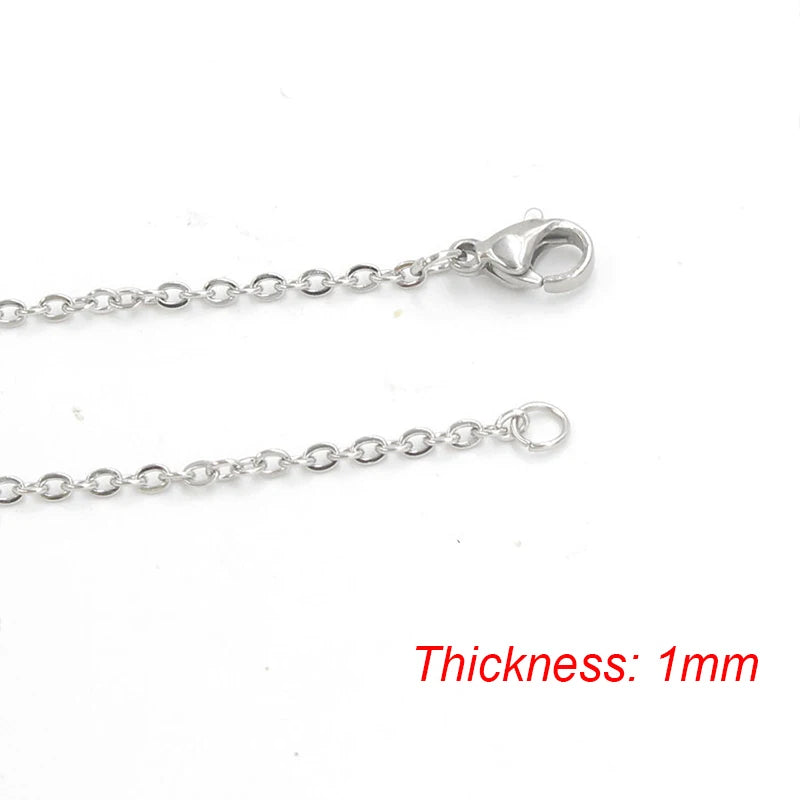 Fnixtar 10Pcs Chain Necklaces 40/45/50/55/60cm Stainless Steel Flat Cable Chain 1/1.5/2mm DIY Jewelry Accessories