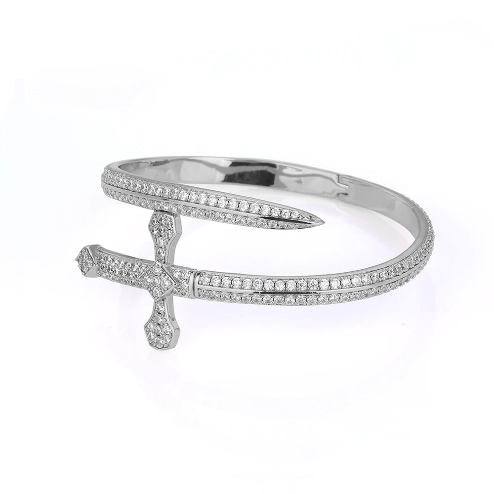 Iced Out Sword Bracelet Gold 18K