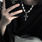 Rosary Cross Pendant Necklace