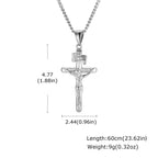 Waterproof Catholic Cross Necklace for Men,Stainless Steel Crucifix Pendant with 60cm Cuban Chain,Religious Jewelry Gift