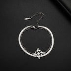 Lemegeton Charm Witch Celtic Knot Double Layer Bracelets Women Wicca Amulet Adjustable Chains Bracelet Stainless Steel