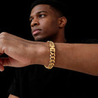 Black Cuban Chain Bracelet Stainless Steel Miami