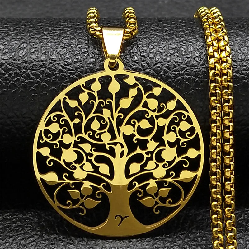 Tree of Life Pendant Necklace — Stainless Steel